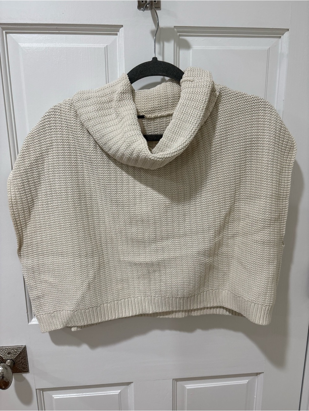 Free People Cream Cowl Neck Cropped Sweater with Open arm holes